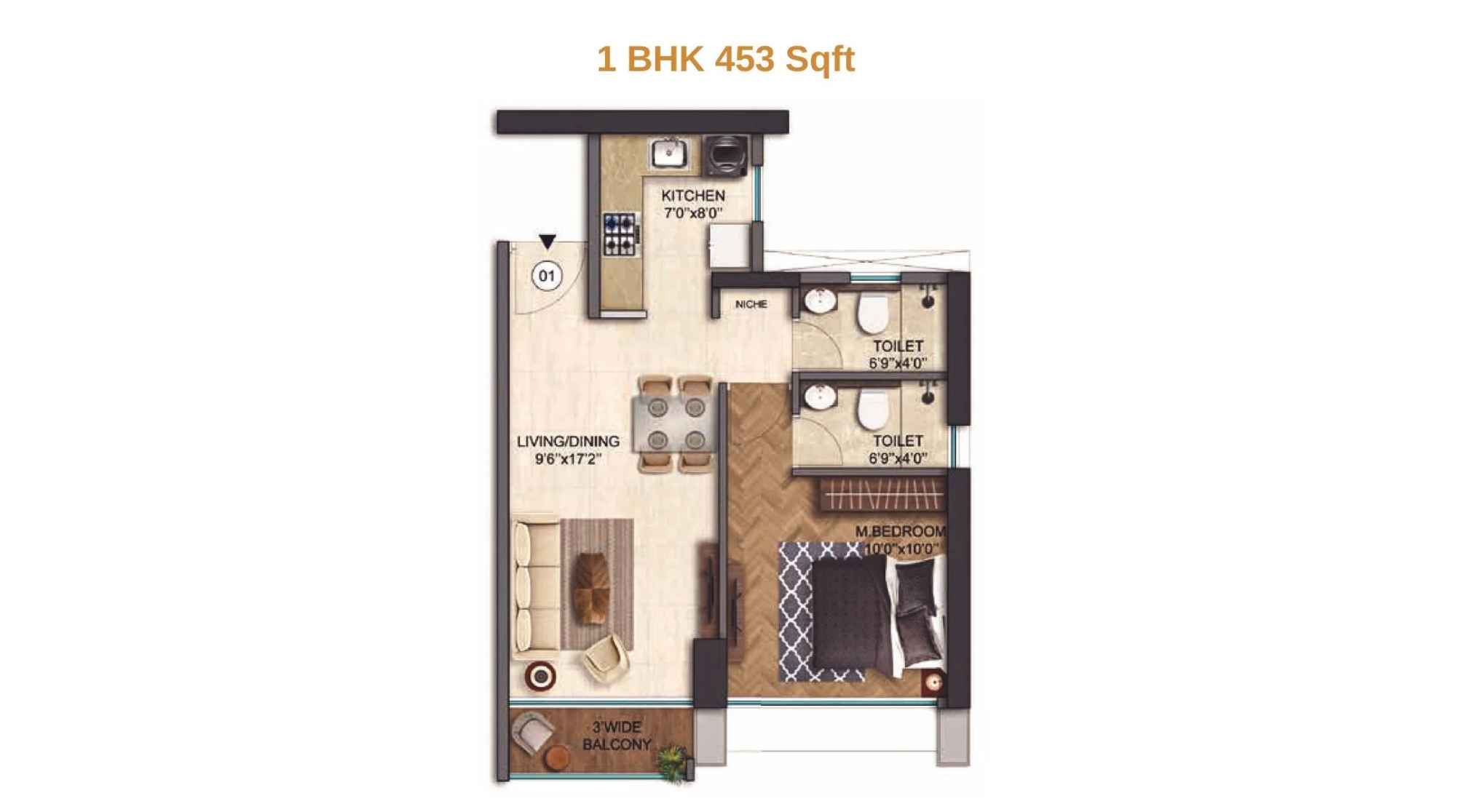 Runwal-25-hour-life-Floor-Plan-Tower-A1-1-BHK-453-Sqft