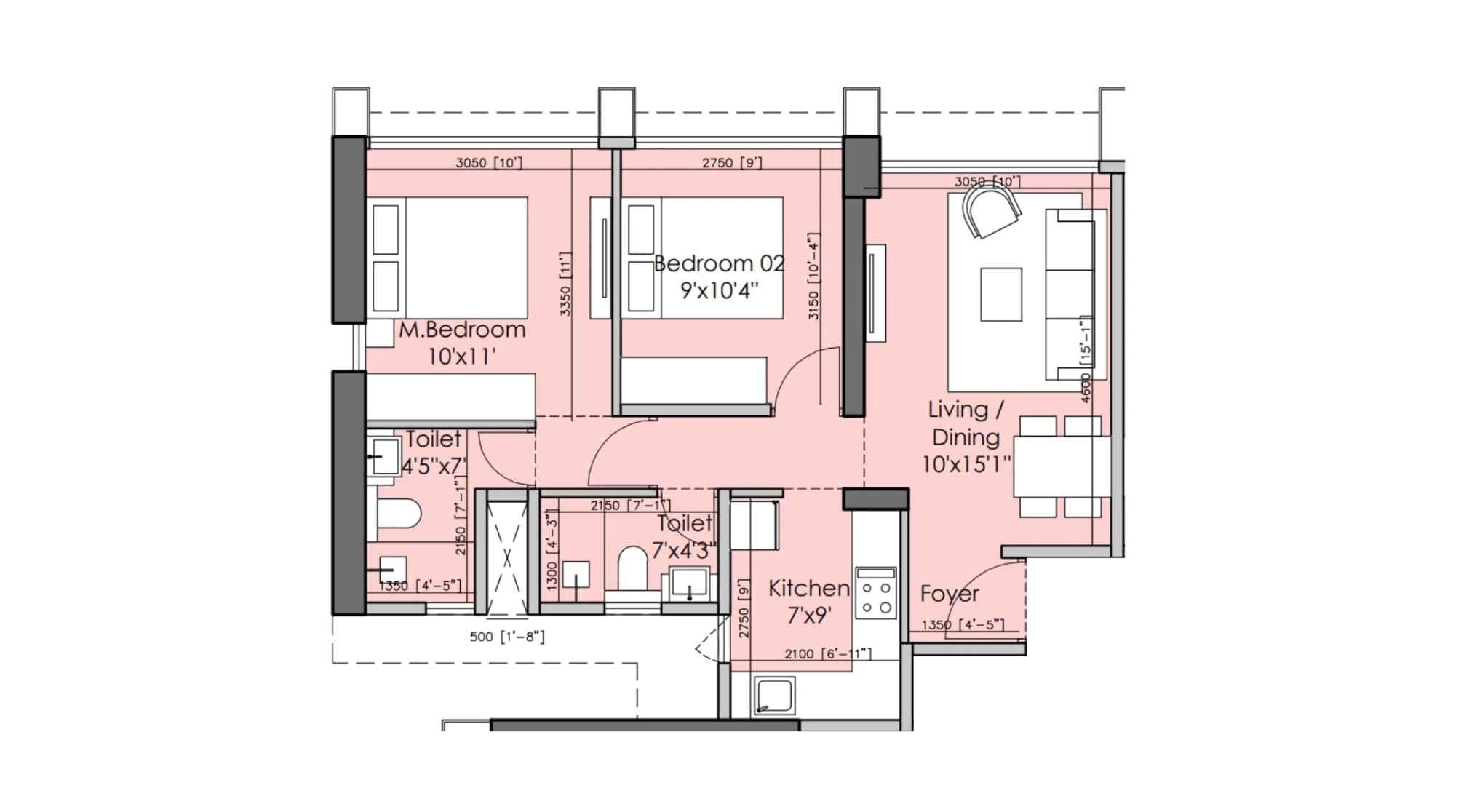 Runwal-25-hour-life-Floor-Plan-Tower-B1-2-BHK-565-sqft