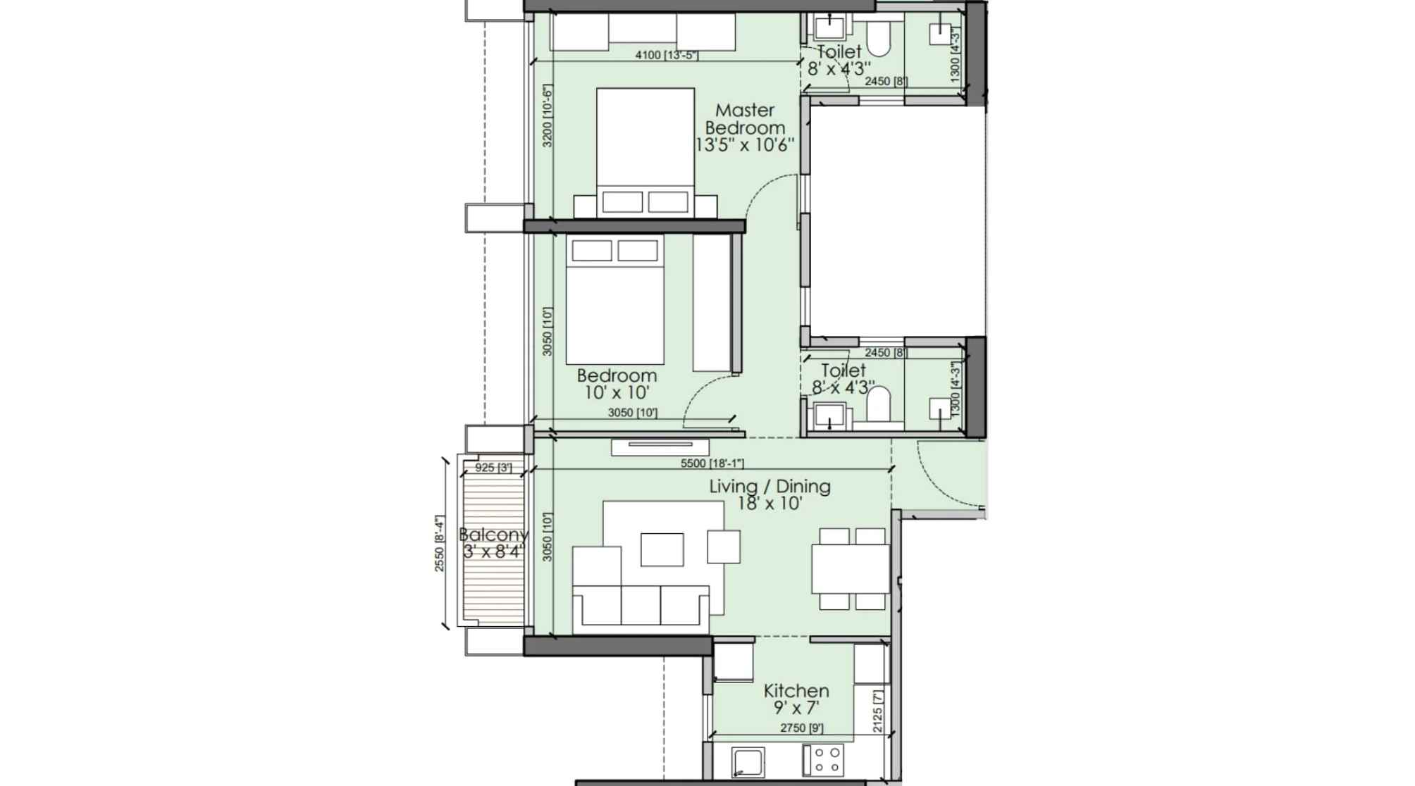 Runwal-25-hour-life-Floor-Plan-Tower-C1-2-BHK-631-sqft